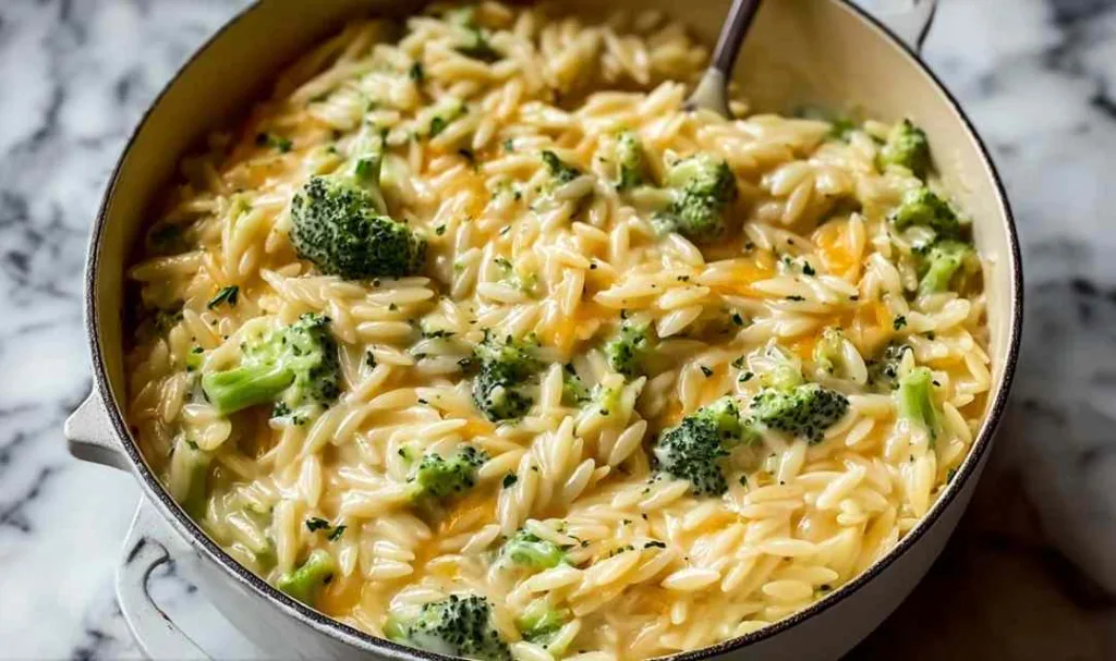 Creamy One-Pot Broccoli Cheddar Orzo Easy 25-Minute Comfort Recipe