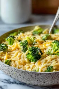 Creamy One-Pot Broccoli Cheddar Orzo Easy 25-Minute Comfort Recipe