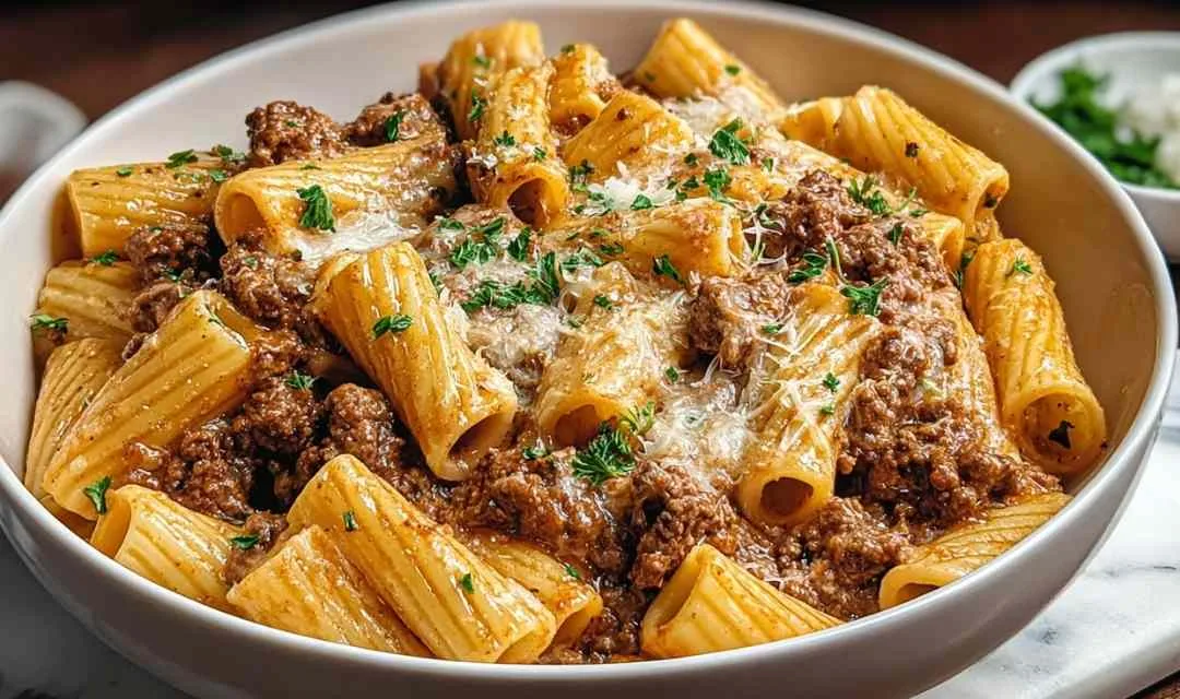 Creamy Parmesan Beef Rigatoni