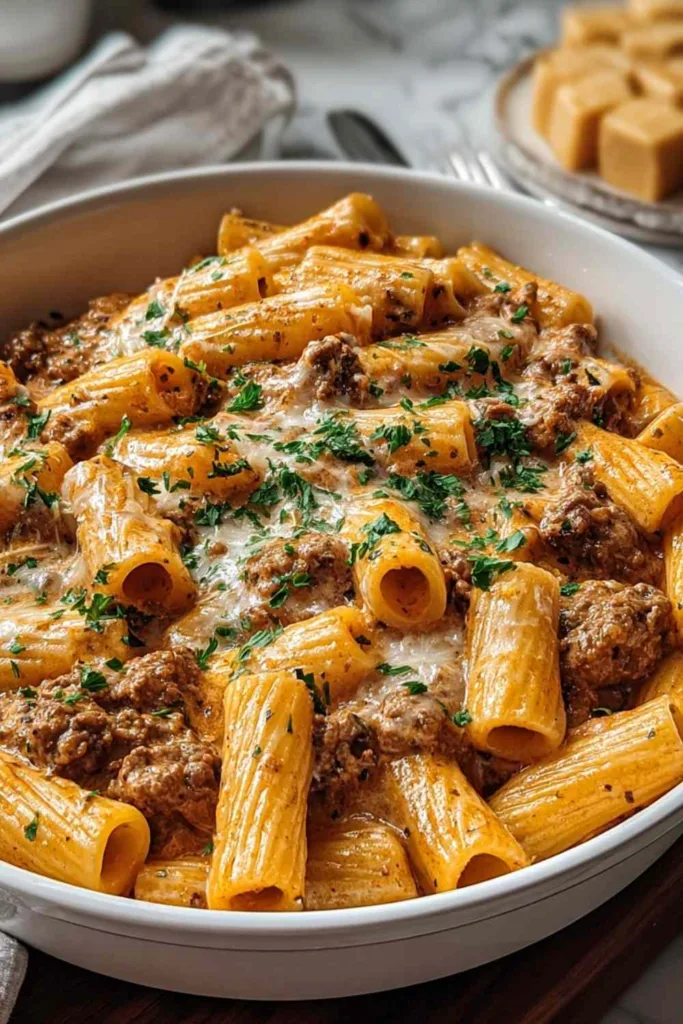 Creamy Parmesan Beef Rigatoni