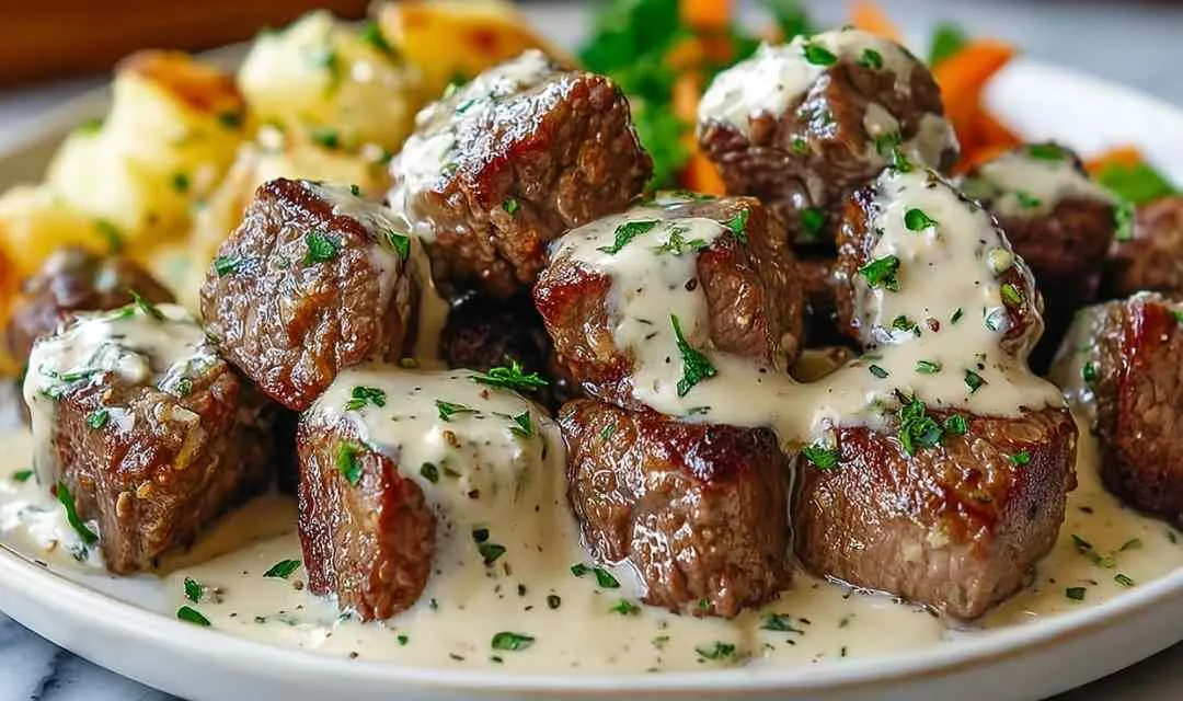 Garlic Butter Steak Bites with Parmesan Cream Sauce in 30 Minutes