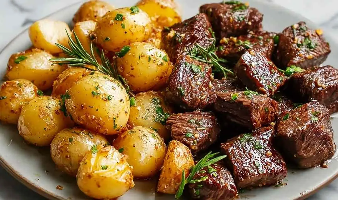 Garlic Butter Steak Bites and Potatoes