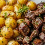 Garlic Butter Steak Bites and Potatoes