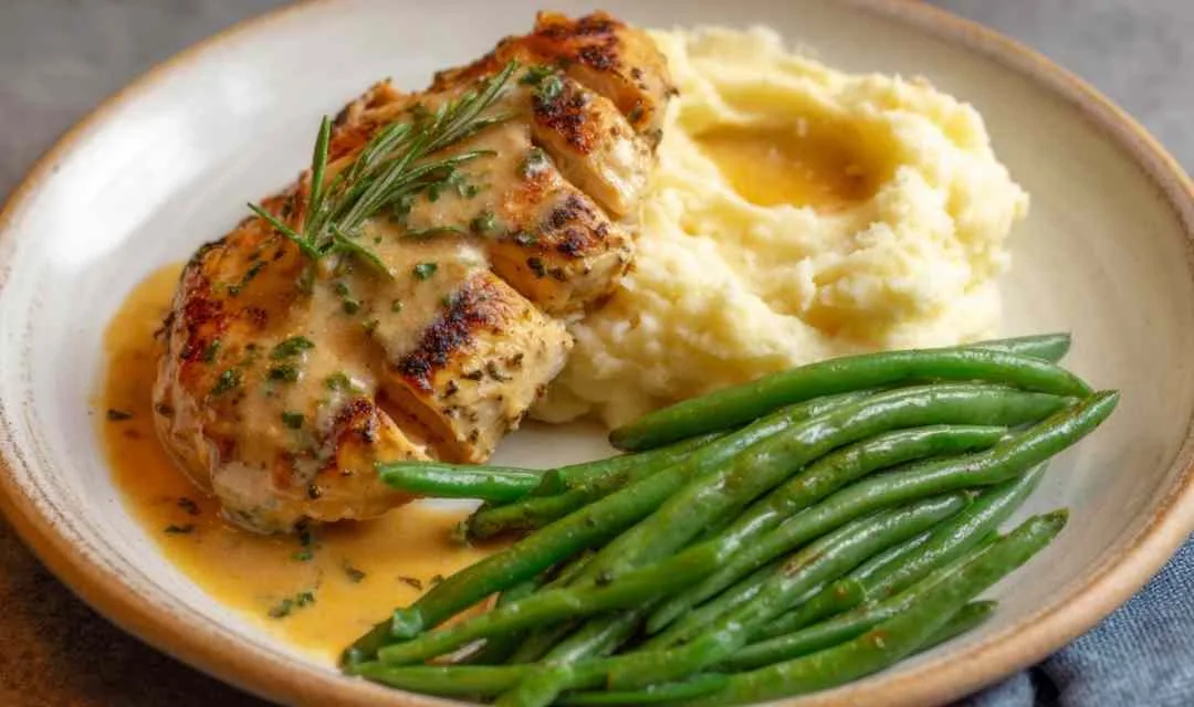 Garlic Herb Chicken with Mashed Potatoes & Green Beans