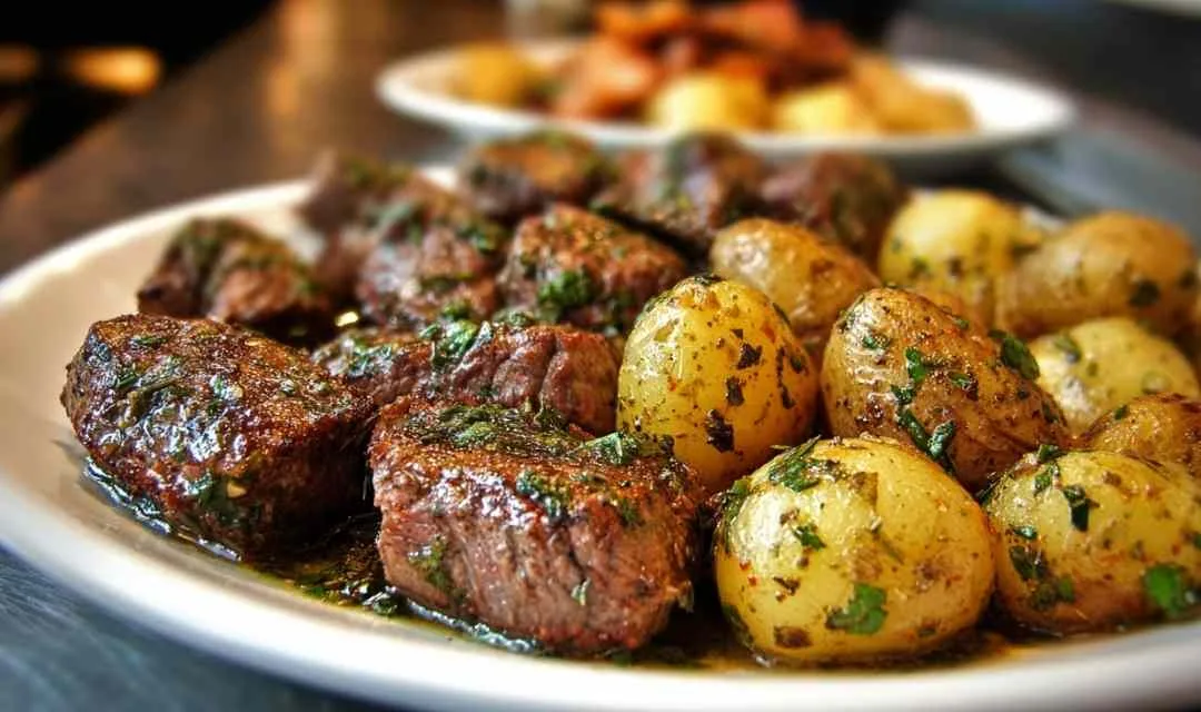 Garlic Steak Bites and Potatoes