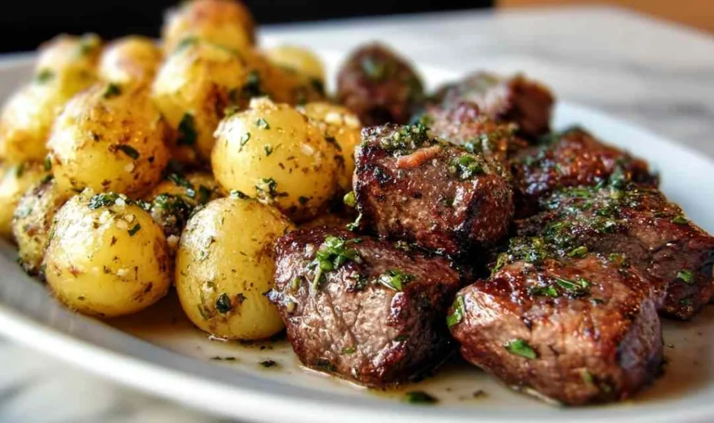 Garlic Steak Bites and Potatoes