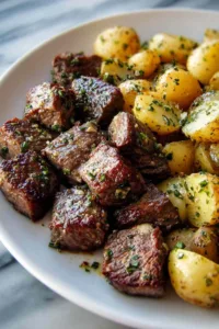 Garlic Steak Bites and Potatoes