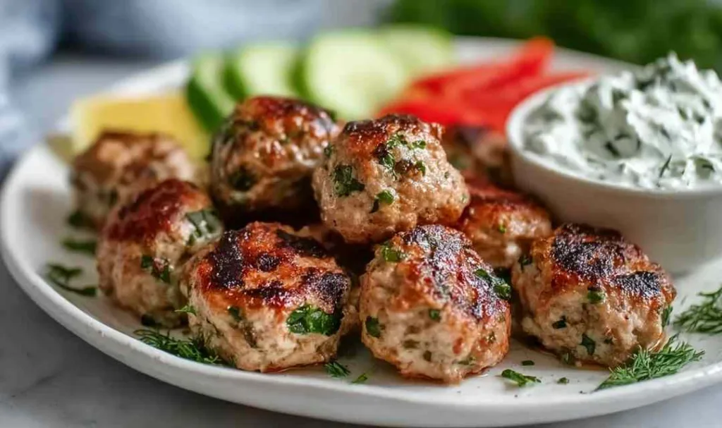 Greek Turkey Meatballs with Tzatziki