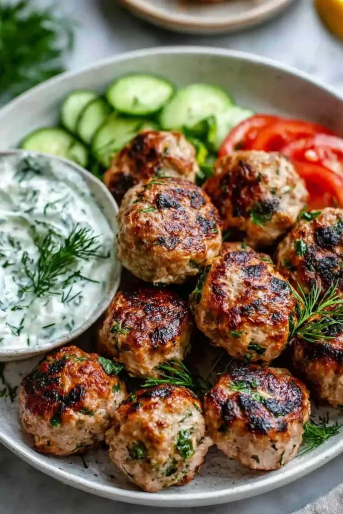 Greek Turkey Meatballs with Tzatziki
