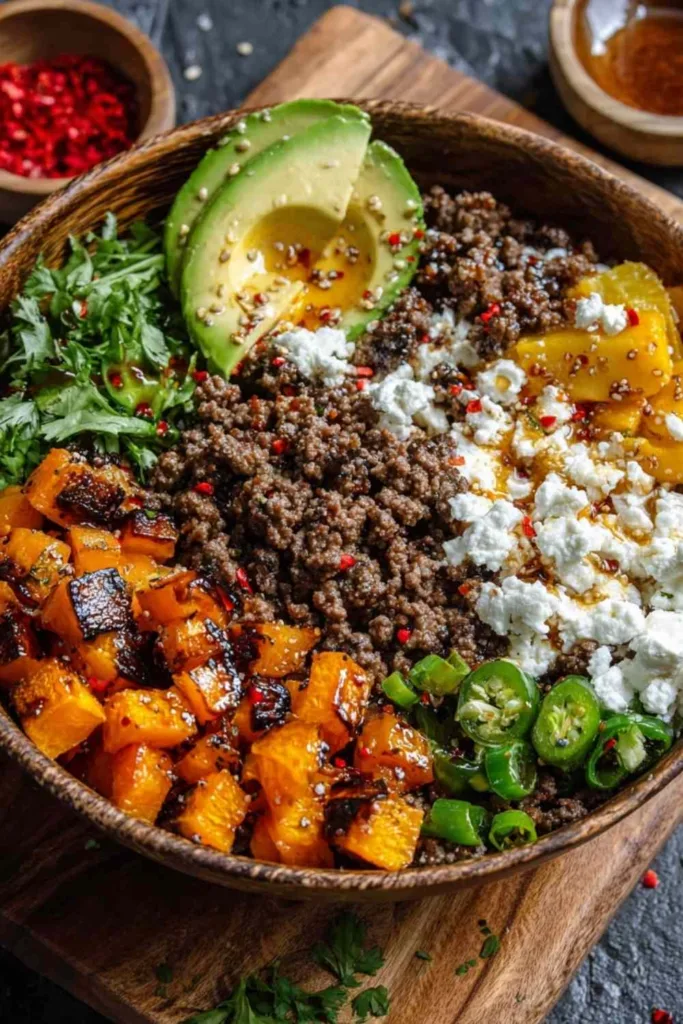 Ground Beef Hot Honey Bowl