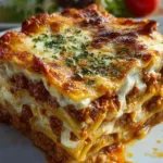 High protein cottage cheese lasagna with golden melted cheese and fresh herbs