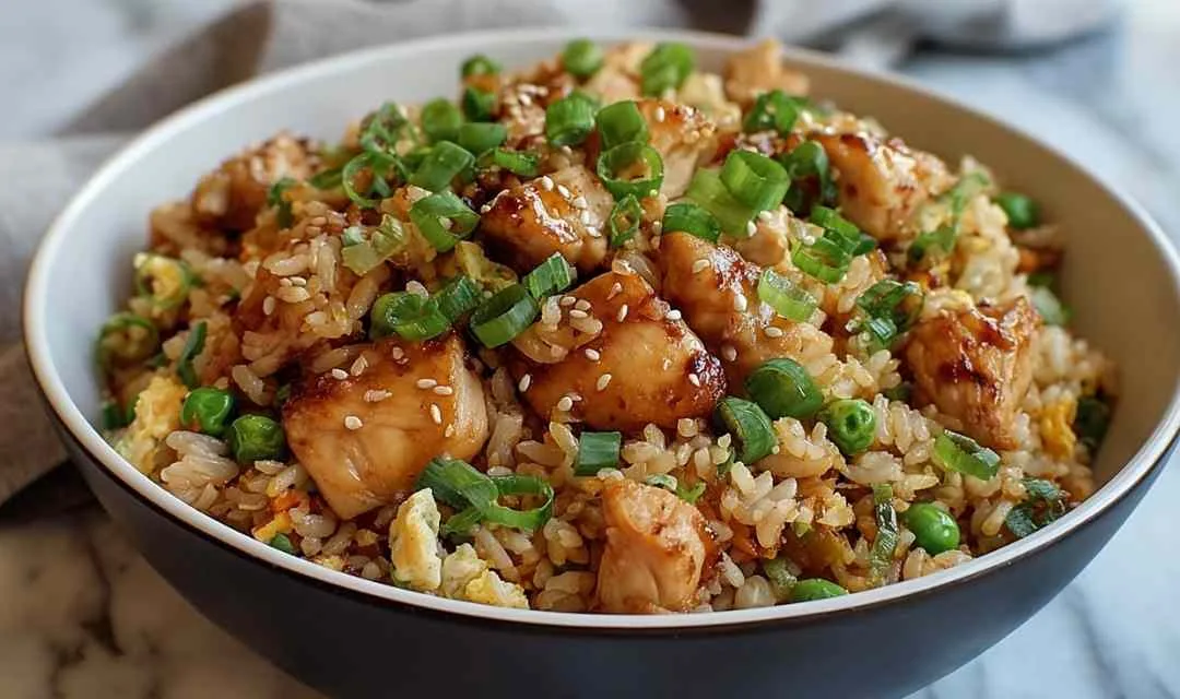 High Protein Crispy Garlic Chicken Fried Rice: Quick 25-Minute Meal