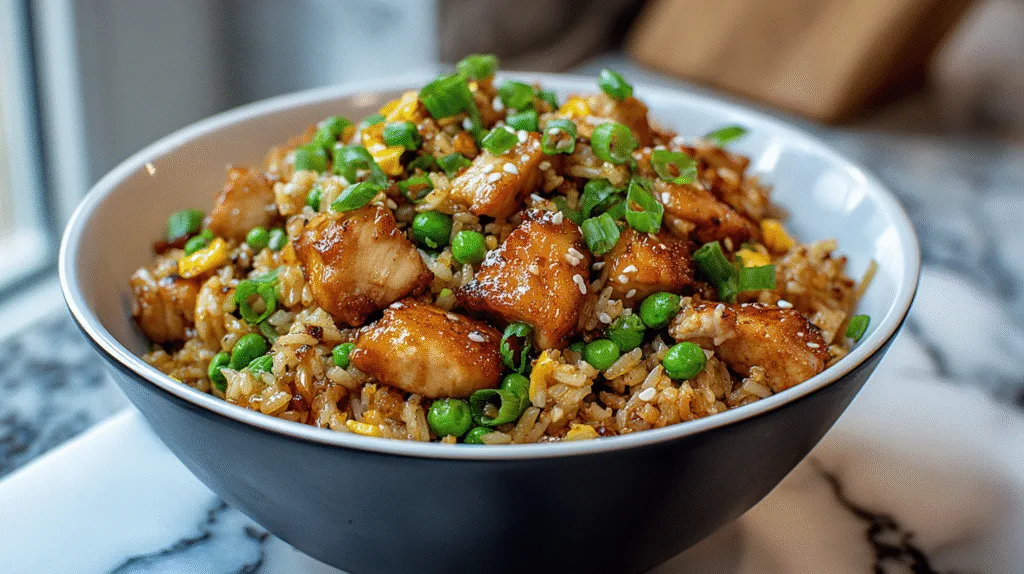 High Protein Crispy Garlic Chicken Fried Rice Quick 25-Minute Meal