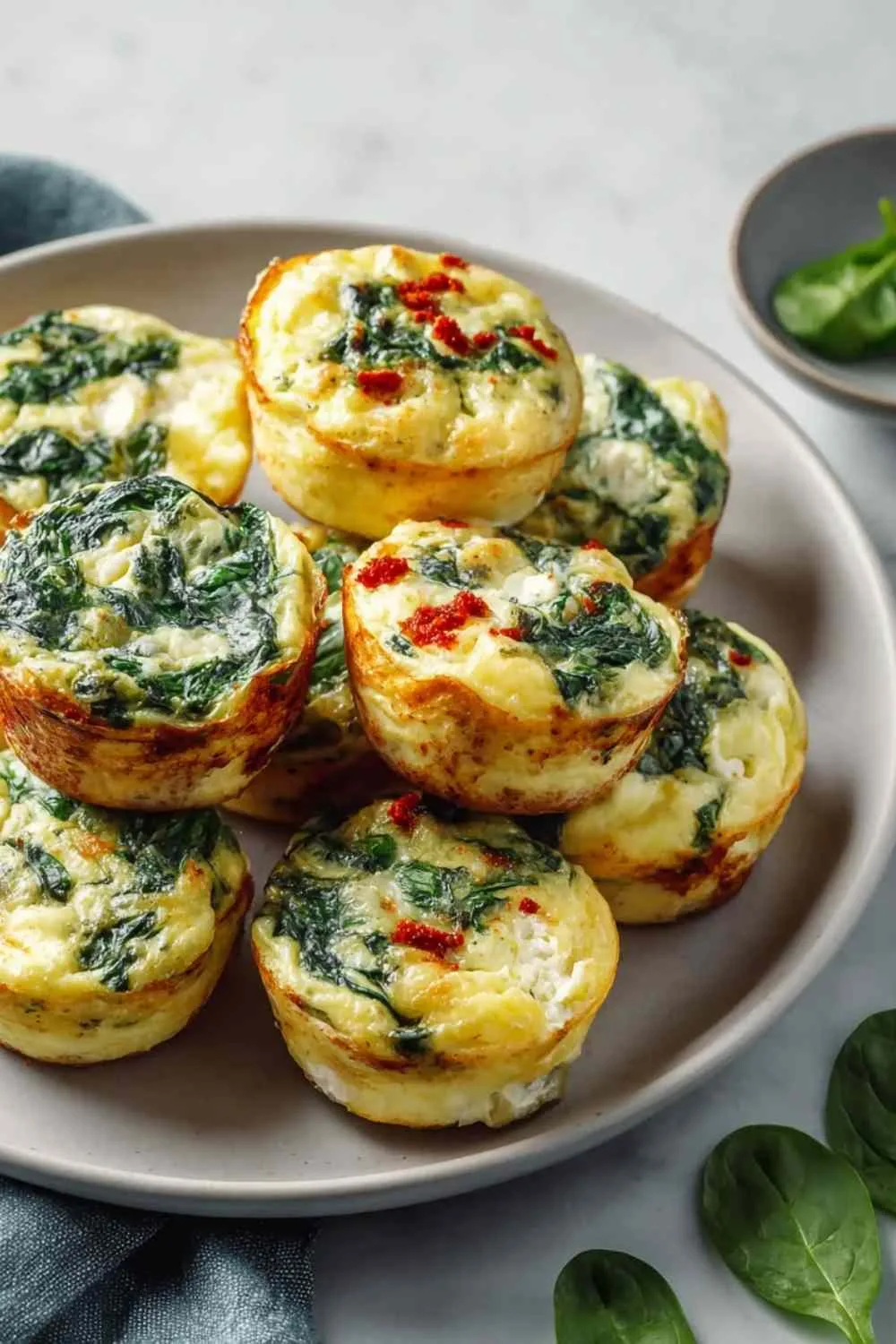 High-Protein Egg Bites with Cottage Cheese and Spinach