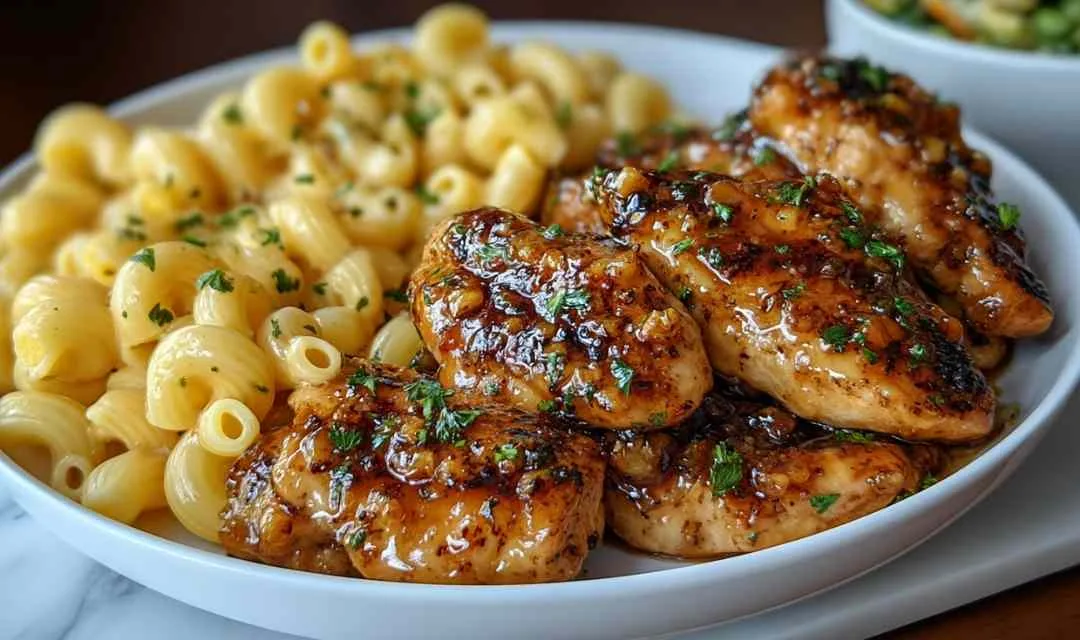 High Protein Honey Garlic Butter Chicken with Mac & Cheese: Weeknight Winner
