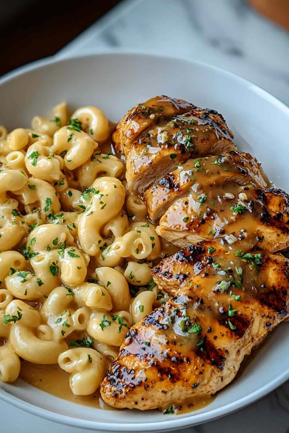 High Protein Honey Garlic Butter Chicken with Mac & Cheese Weeknight Winner