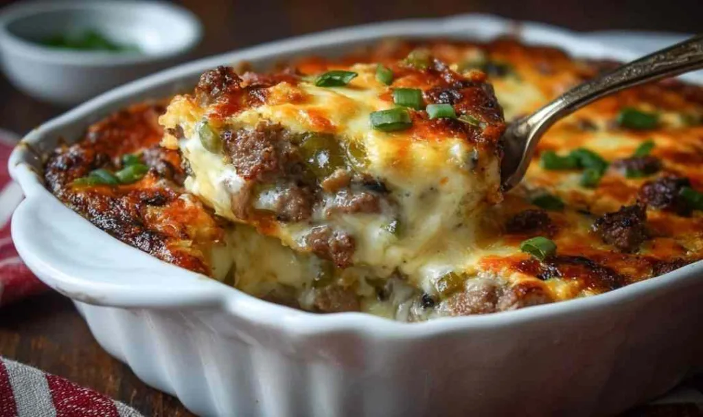 Low Carb Philly Cheesesteak Casserole - All the Flavor, None of the Carbs