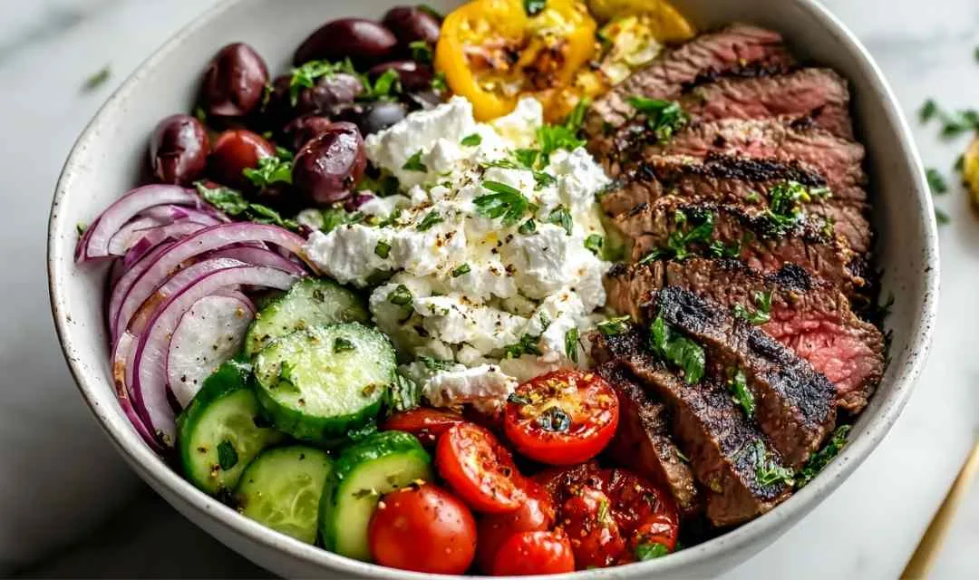 Mediterranean Steak Bowl: Healthy 30-Minute Dinner with Tzatziki