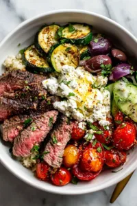 Mediterranean Steak Bowl Healthy 30-Minute Dinner with Tzatziki