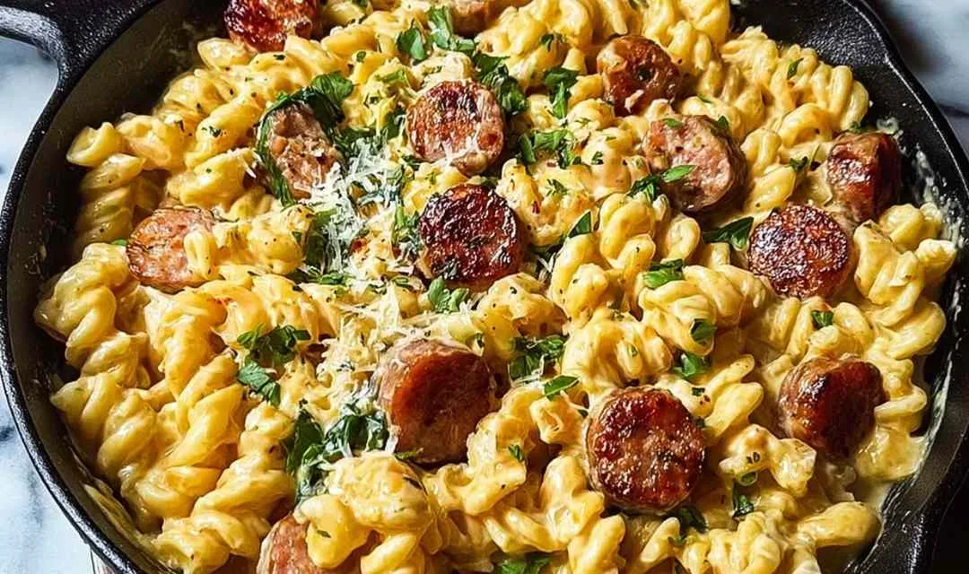 One-Pan White Cheddar Ranch Sausage Pasta