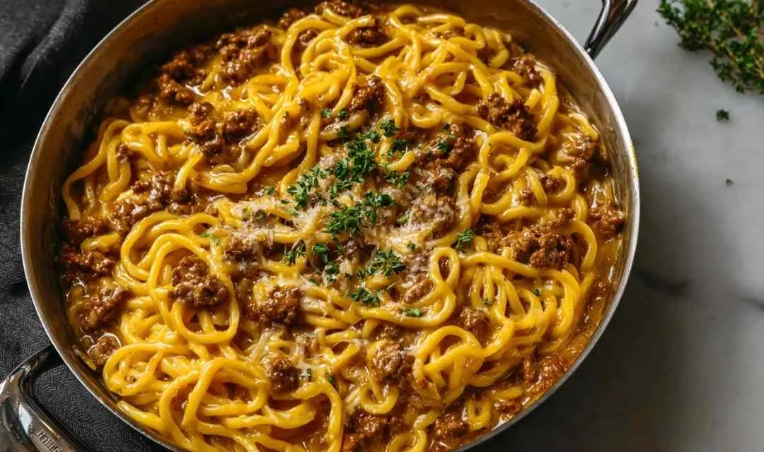 One-Pot Creamy Beef and Garlic Butter Pasta