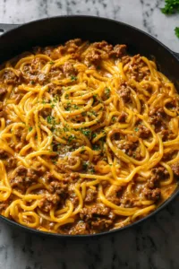One-Pot Creamy Beef and Garlic Butter Pasta