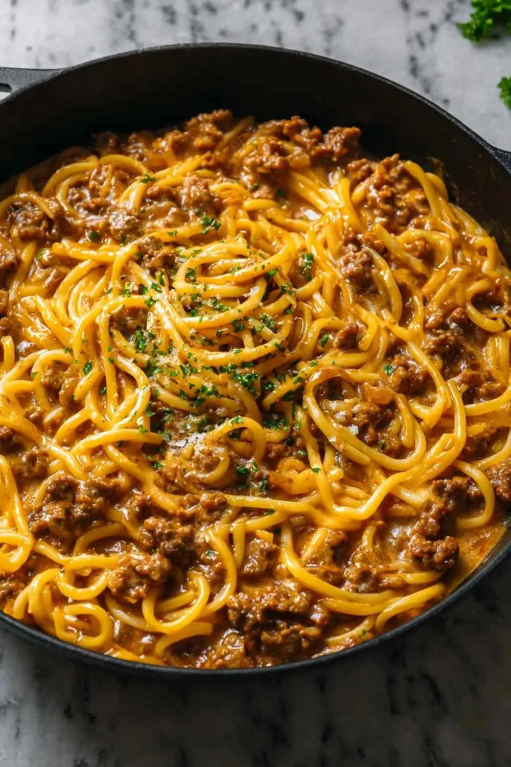One-Pot Creamy Beef and Garlic Butter Pasta