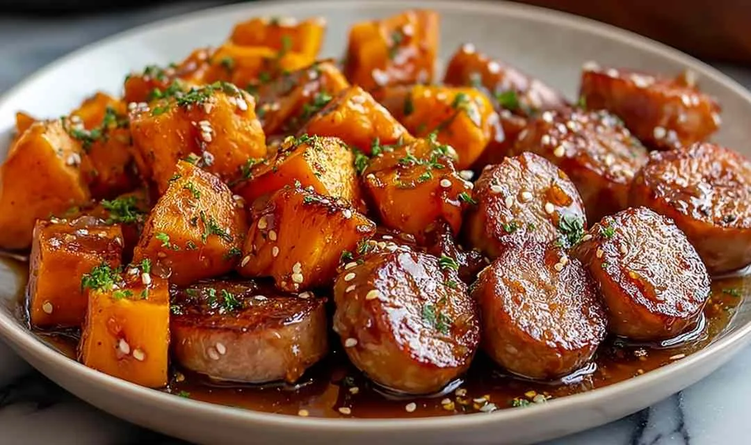 Sausage and Sweet Potatoes with Honey Garlic Sauce