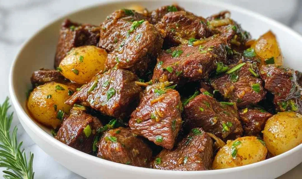 Slow Cooker Garlic Beef Potatoes