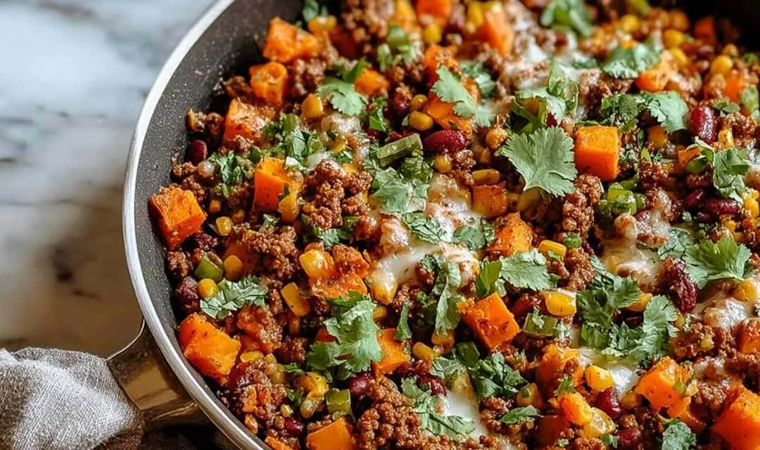 Southwest ground beef sweet potato skillet