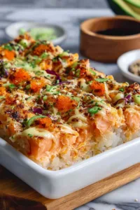 Spicy Salmon Sushi Bake
