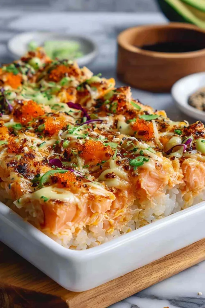 Spicy Salmon Sushi Bake