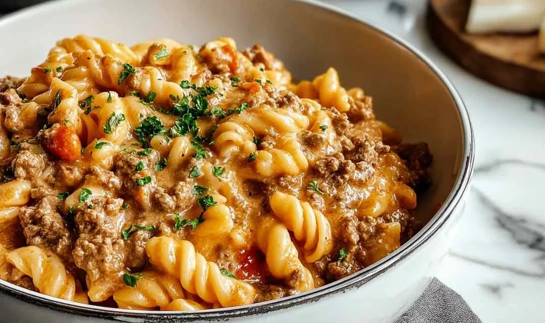 STOVETOP CREAMY GROUND BEEF PASTA