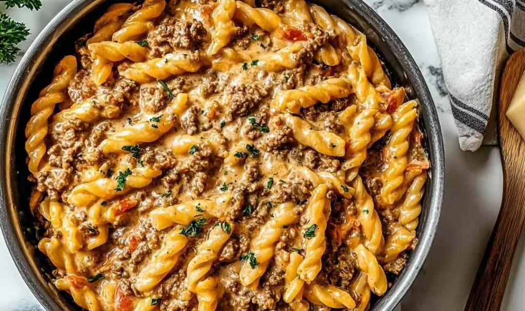 Stovetop Creamy Ground Beef Pasta