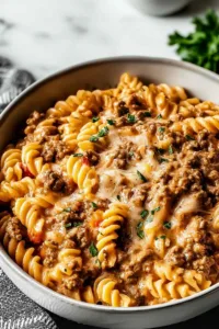 Stovetop Creamy Ground Beef Pasta