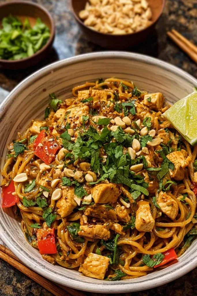 Thai Chicken Peanut Noodles Easy 30 Minute High Protein Dinner Recipe