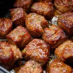 Air Fryer Garlic Butter Steak Bites with golden sear