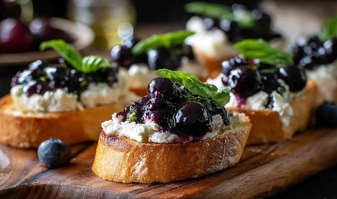 Balsamic blueberry goat cheese crostini
