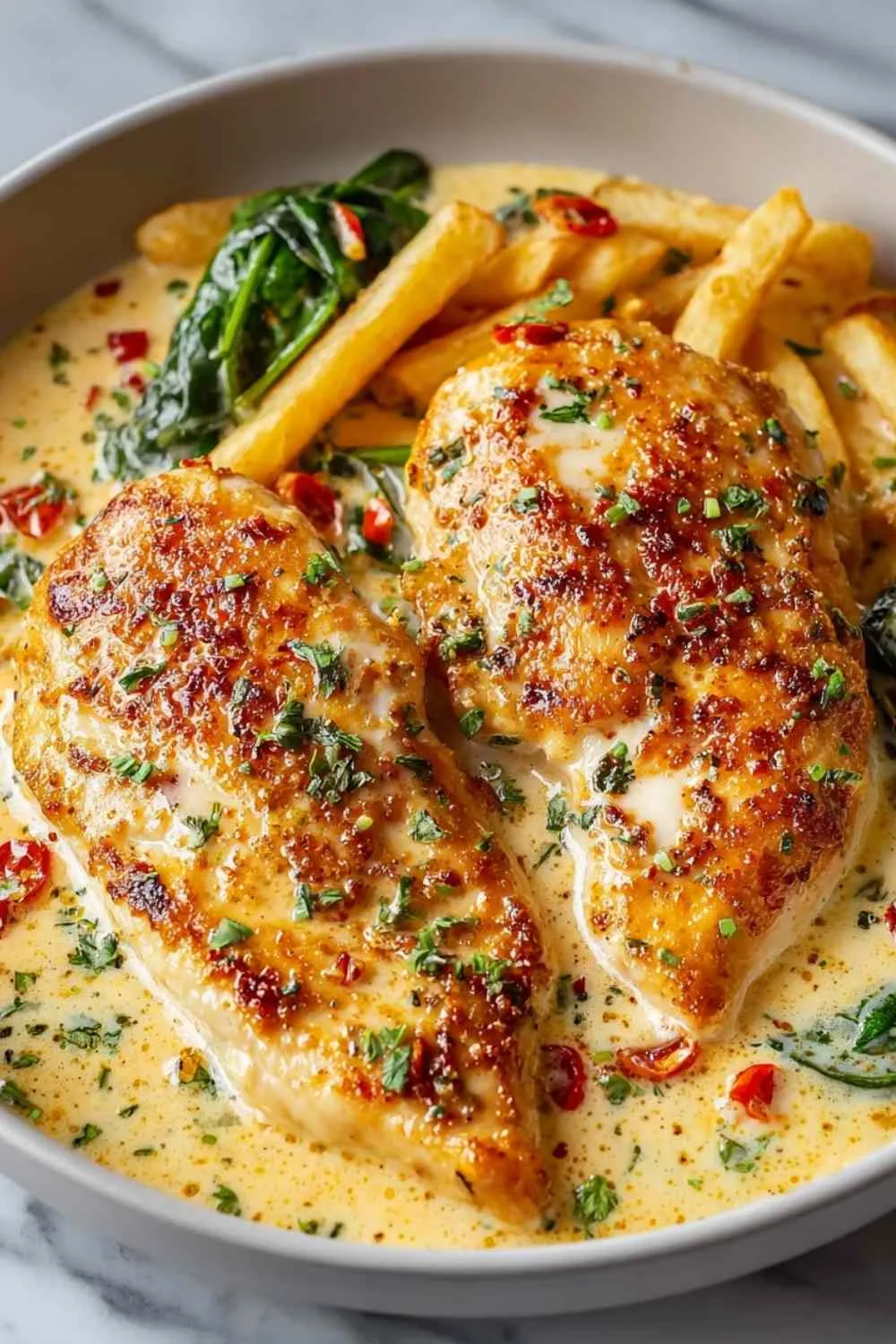 Raw chicken fillets seasoned with salt and pepper ready for cooking in olive oil