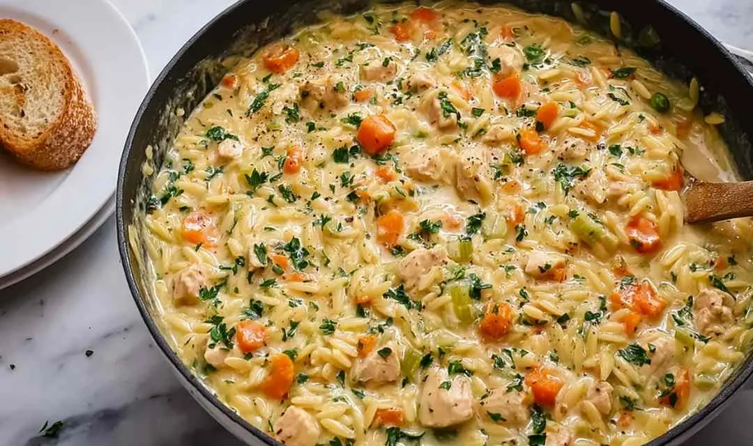 Creamy Chicken Pot Pie Orzo Recipe