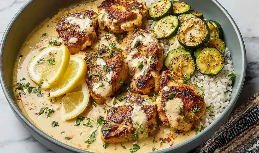 Creamy Lemon Butter Chicken with Crispy Zucchini