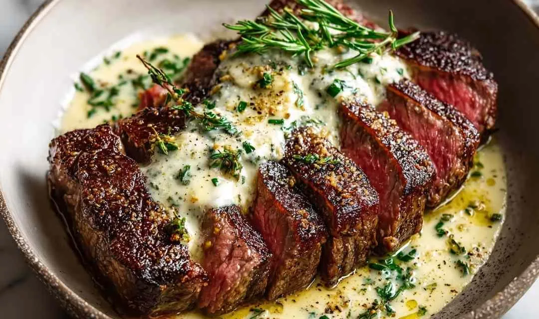 Garlic Butter Steak with Parmesan Cream Sauce