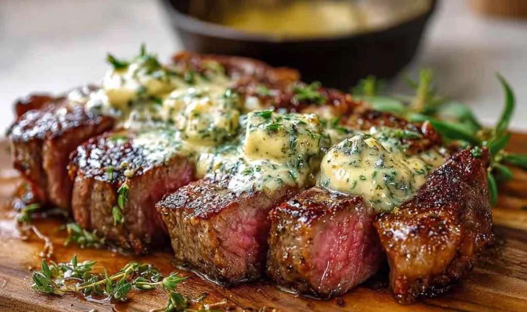 Garlic Butter Steak with Parmesan Cream Sauce