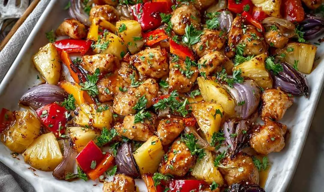 35 Minute Hawaiian Chicken Sheet Pan