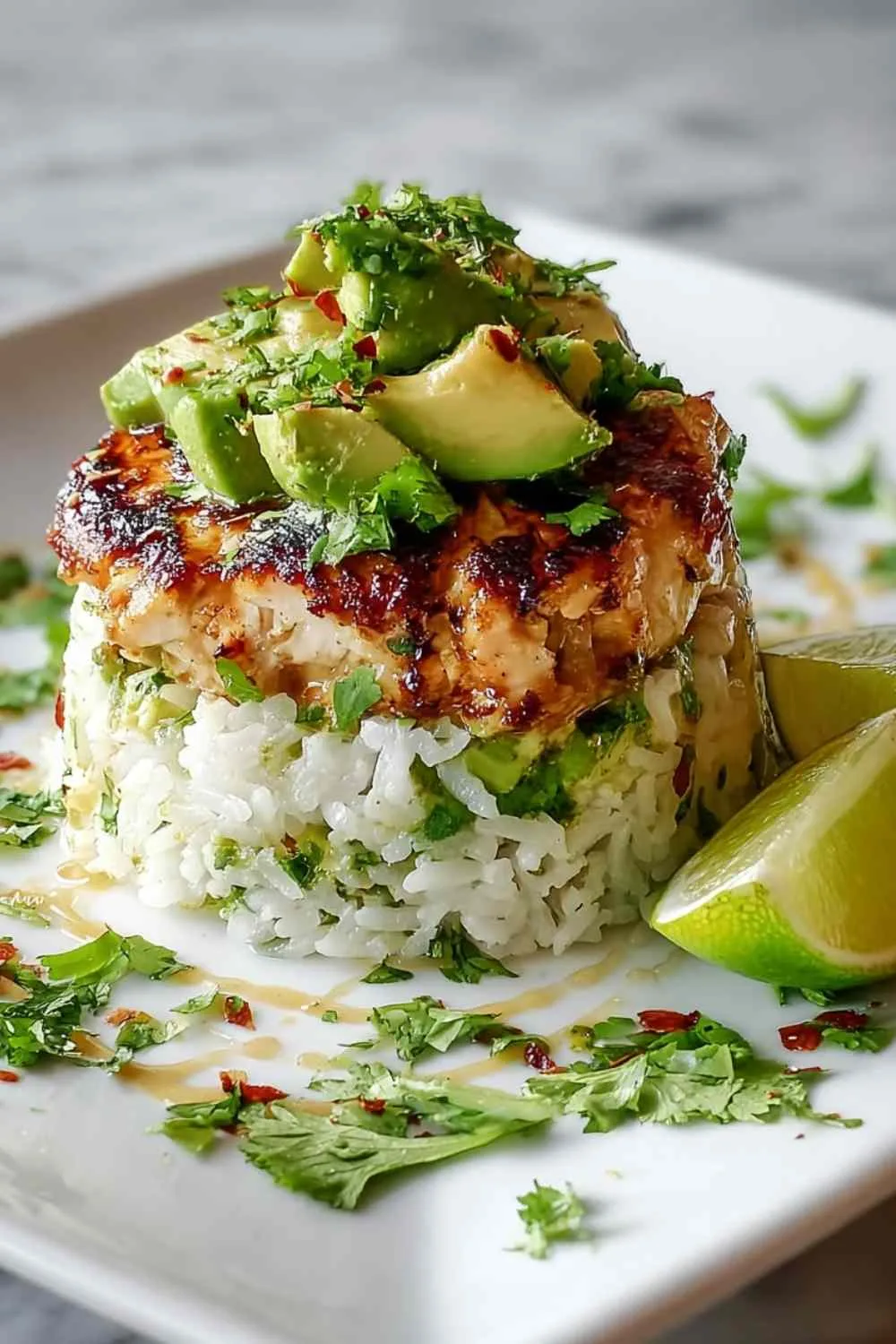 Grilled honey lime chicken breast on grill pan with caramelized exterior