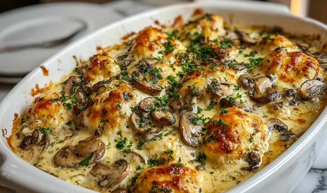 Keto Garlic Mushroom Chicken Casserole