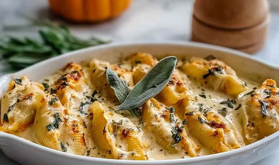 Pumpkin Gouda Stuffed Shells With Brown Butter Sage Alfredo