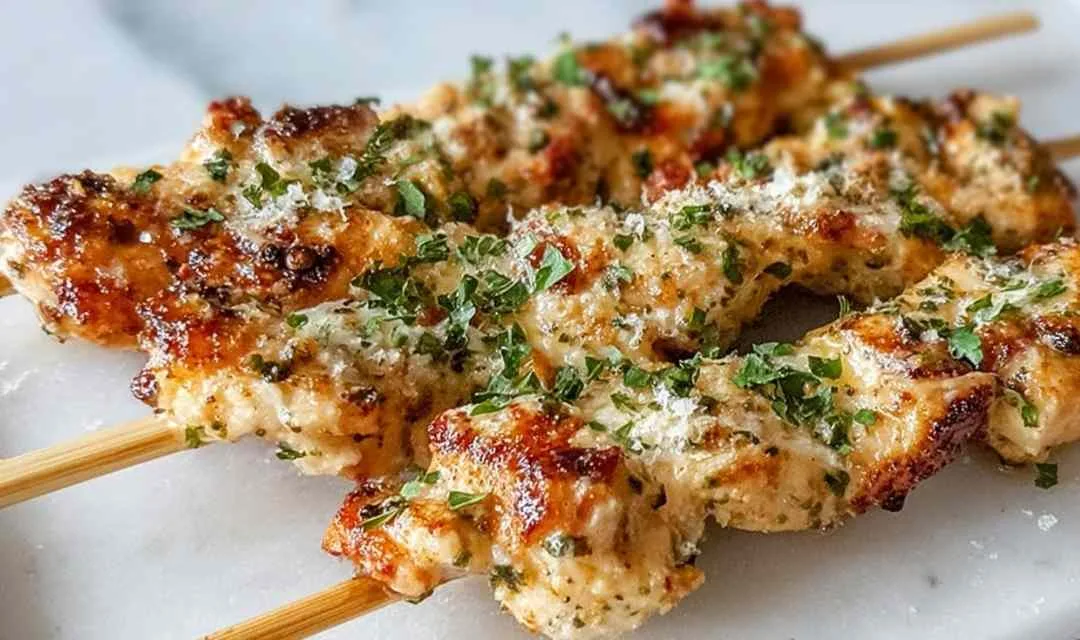 Ranch Garlic Parmesan Chicken Skewers