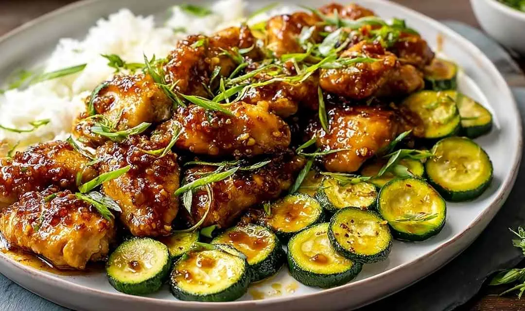 Sheet Pan Hot Honey Garlic Chicken and Zucchini