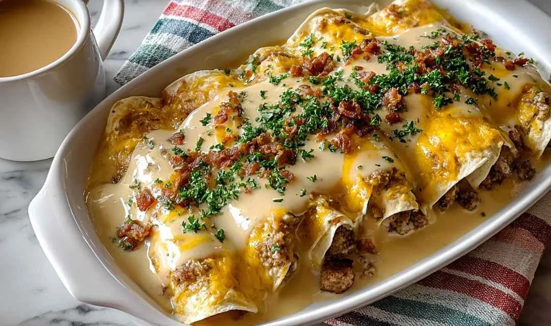 Southern Breakfast Enchiladas with Sausage Gravy